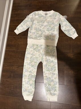 Floral Toddler Two-Piece Lounge Set - Pastel Green & Blue